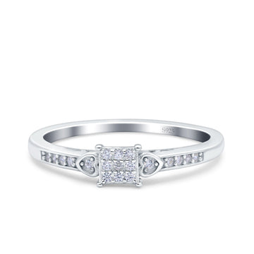 Fashion Heart Promise Ring Wedding Band Pave Simulated Cubic Zirconia 925 Sterling Silver (5mm)